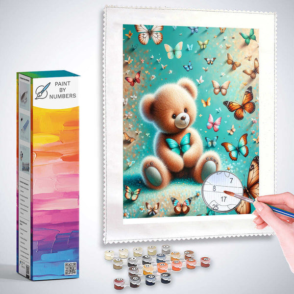 Paint by Numbers - Teddy Surrounded by Butterflies