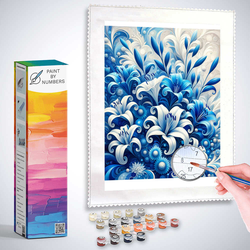 Paint by Numbers - Bouquet of flowers in blue