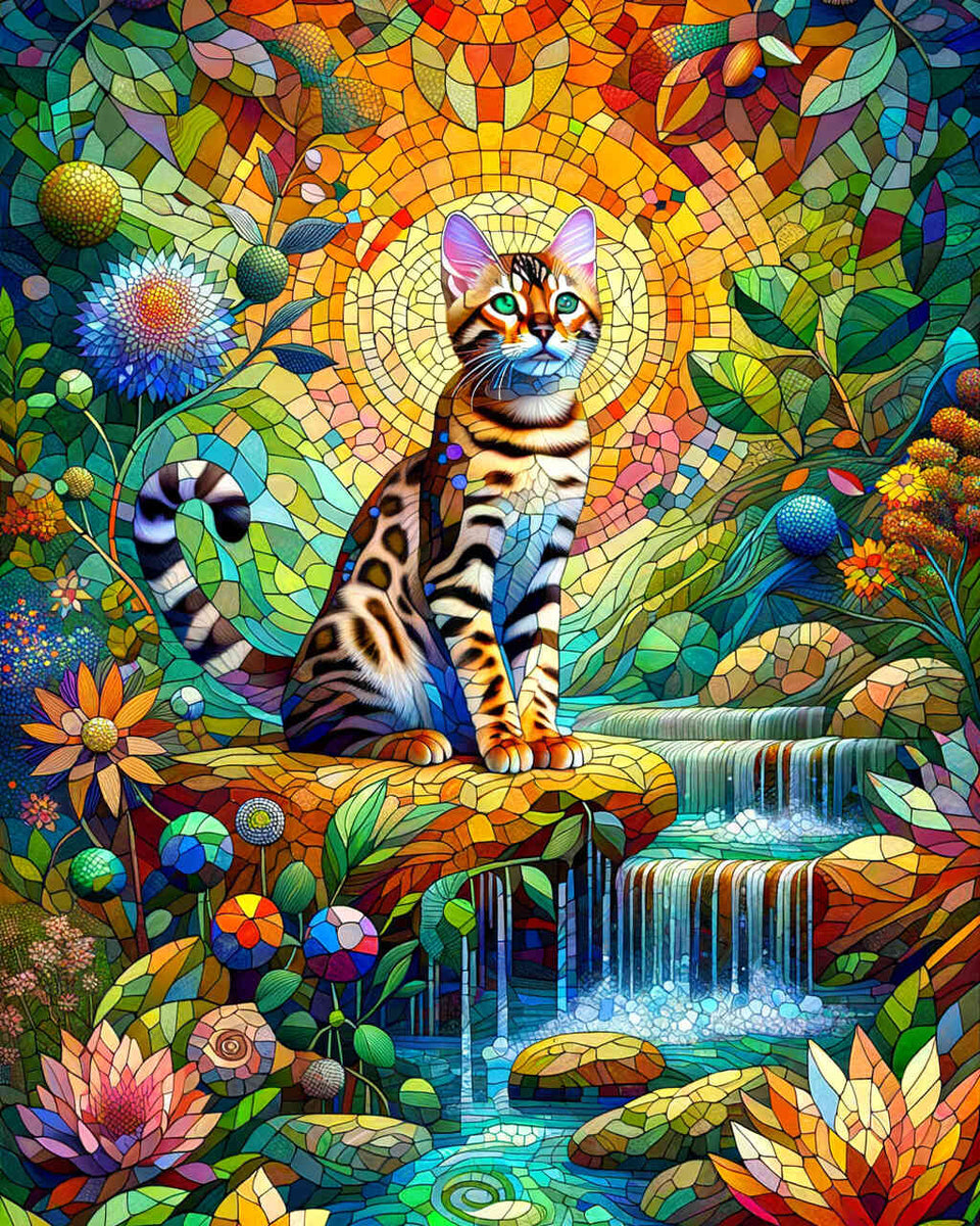 Paint by Numbers - Cat mosaic, Bengal cat