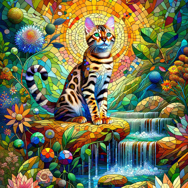Paint by Numbers - Cat mosaic, Bengal cat