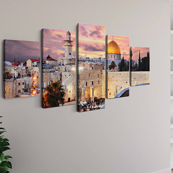 Malen nach Zahlen 5 teilig - Jerusalem, Sonnenuntergang - hochwertige Leinwand - multi5, neue_bilder