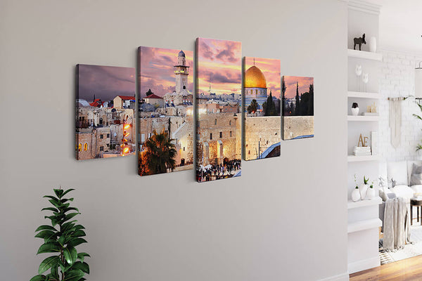 Malen nach Zahlen 5 teilig - Jerusalem, Sonnenuntergang - hochwertige Leinwand - multi5, neue_bilder