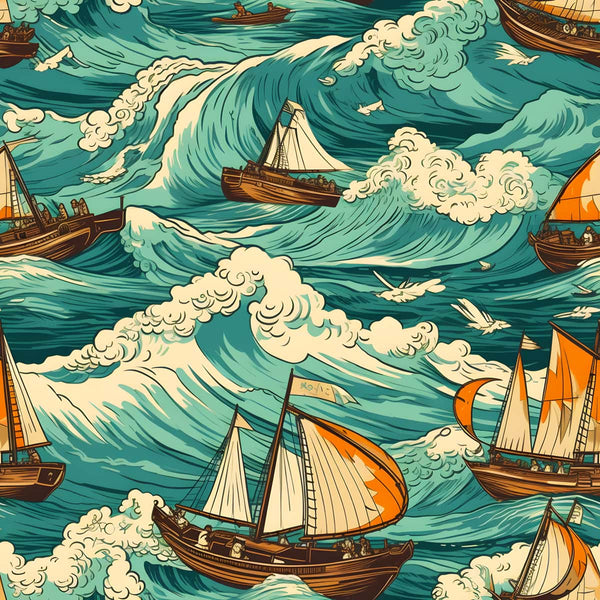 Ships at sea in a vibrant diamond painting kit, featuring enhanced acrylic diamonds and a professional canvas for a Paint by Numbers experience.