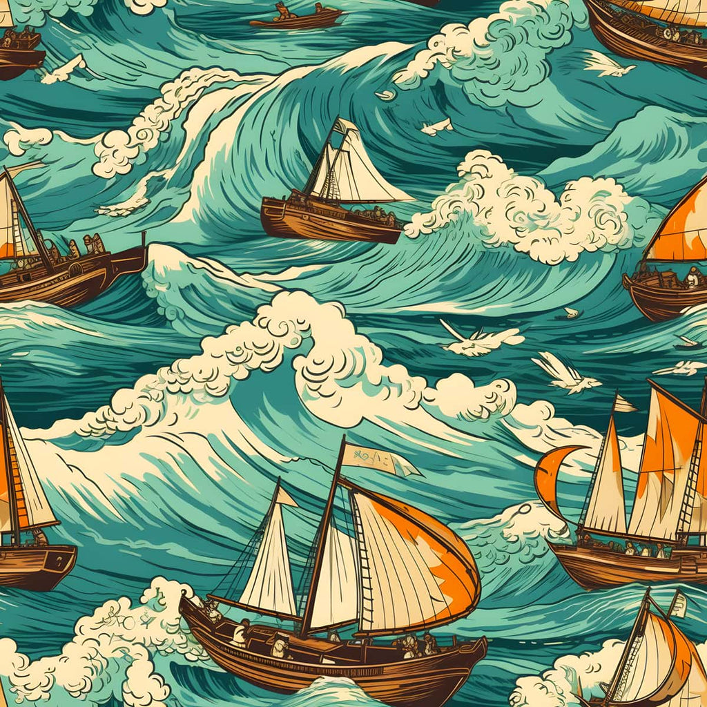 Ships at sea in a vibrant diamond painting kit, featuring enhanced acrylic diamonds and a professional canvas for a Paint by Numbers experience.