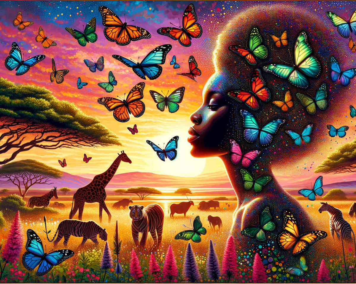 Paint by Numbers - Beauty with butterflies