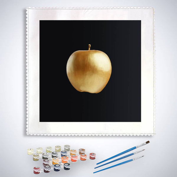 Goldener Apfel, fällt - Malen nach Zahlen - hochwertige Leinwand - 3fuer2, alfonso, exclude, früchste, früchte, küche, Mittel, modern, obst, Quadratisch, woo_import_1, zusatz