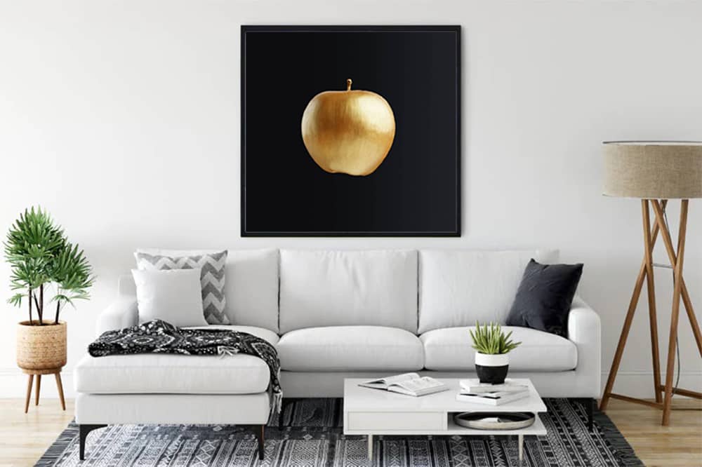 Goldener Apfel, fällt - Malen nach Zahlen - hochwertige Leinwand - 3fuer2, alfonso, exclude, früchste, früchte, küche, Mittel, modern, obst, Quadratisch, woo_import_1, zusatz