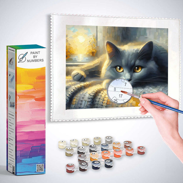 Cat, Gray- Paint by Numbers