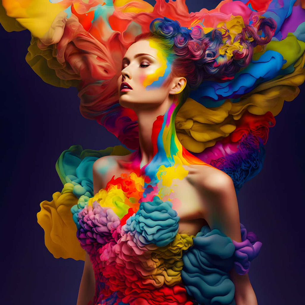 AB Diamond Painting - Farbexplosion Frauenfrisur - gedruckt in Ultra-HD - AB Diamond, Menschen, Neu eingetroffen, Quadratisch