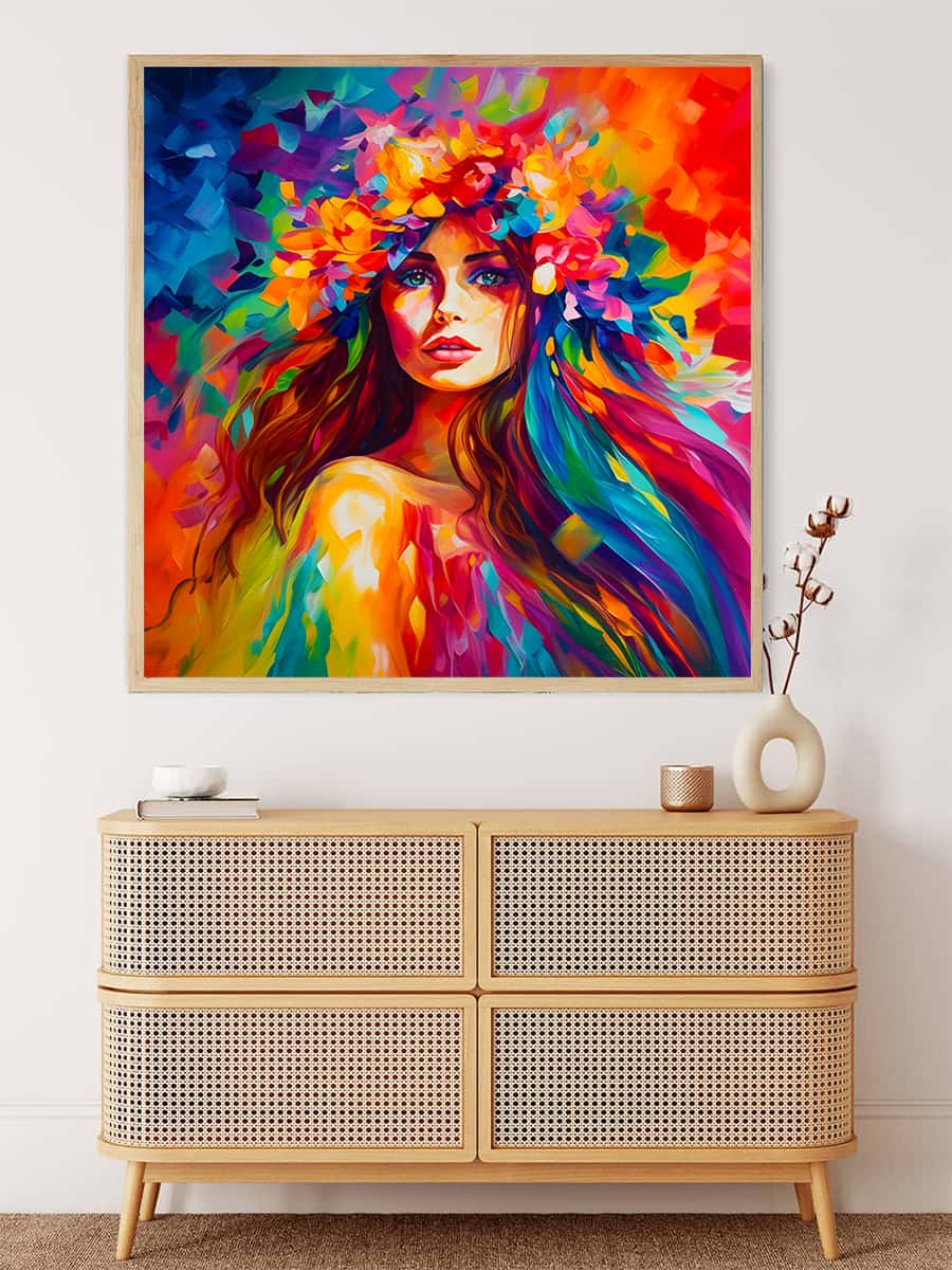 AB Diamond Painting - Frau Frontal Bunt - gedruckt in Ultra-HD - AB Diamond, Menschen, Neu eingetroffen, Quadratisch