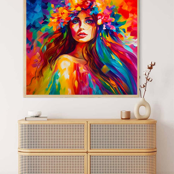 AB Diamond Painting - Frau Frontal Bunt - gedruckt in Ultra-HD - AB Diamond, Menschen, Neu eingetroffen, Quadratisch