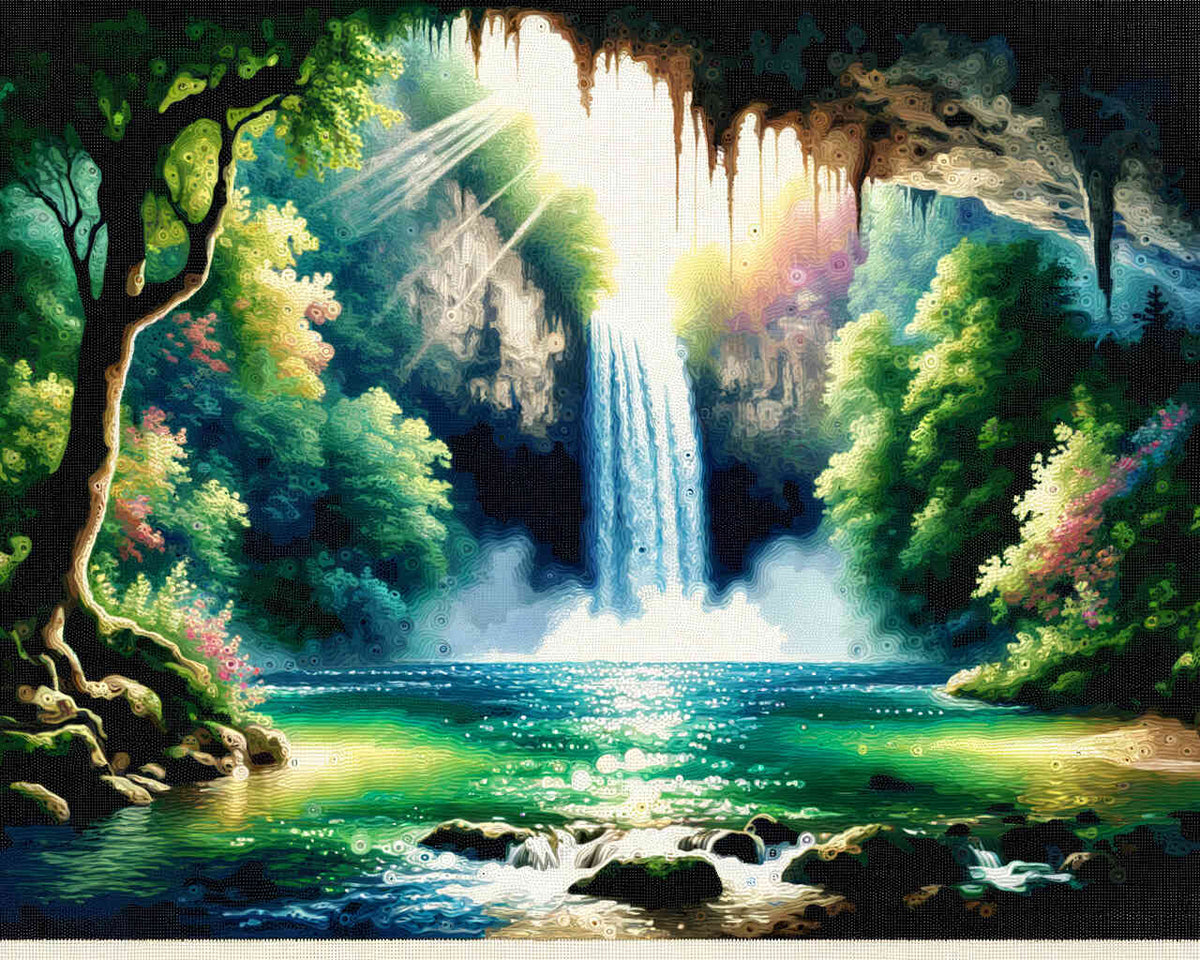 Paint by Numbers - Cave with waterfall