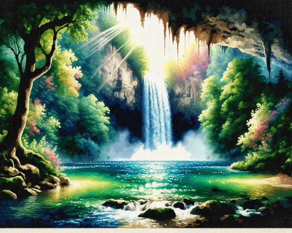 Paint by Numbers - Cave with waterfall
