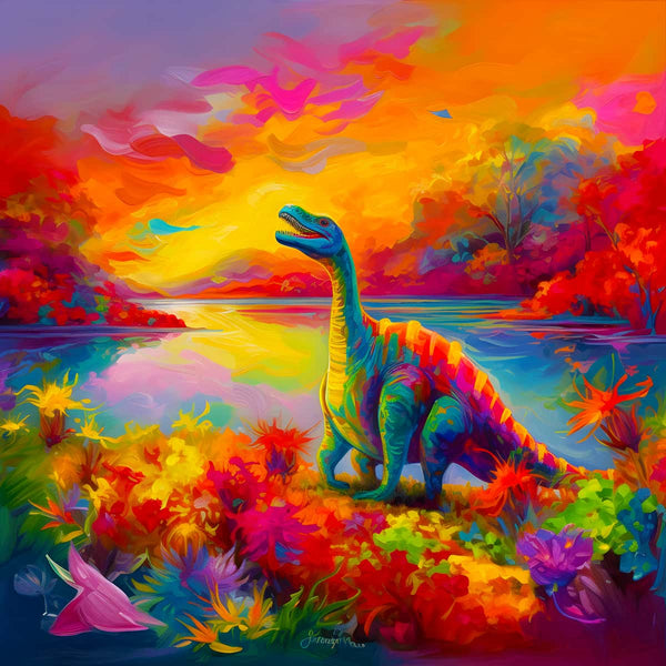 AB Diamond Painting - Dinosaurier Bunt - gedruckt in Ultra-HD - AB Diamond, Dinosaurier, Neu eingetroffen, Quadratisch