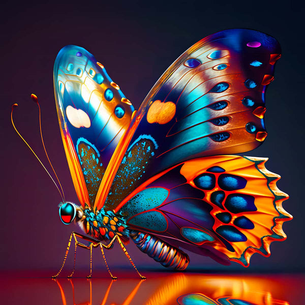 Diamond Painting - Butterfly Orange Paint by Numbers Kit with Vibrant Acrylic Diamonds on Professional Canvas
