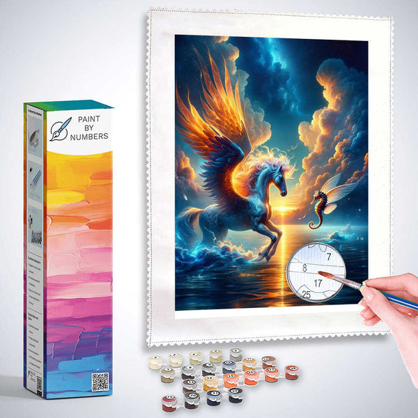 Paint by Numbers - Pegasus and sea horse