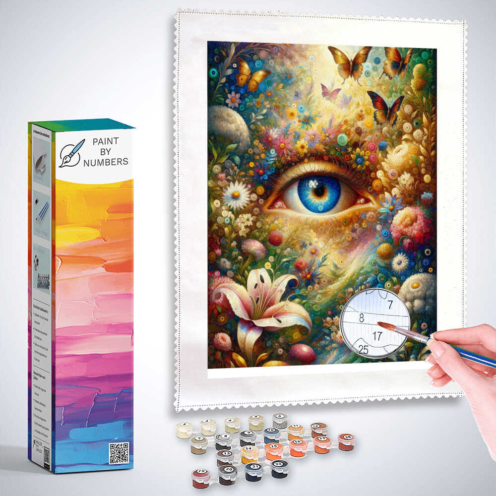 Paint by Numbers - Blue Eye with Flowers