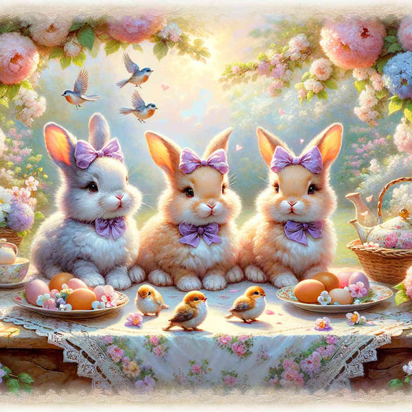 Paint by Numbers - Three bunnies, table