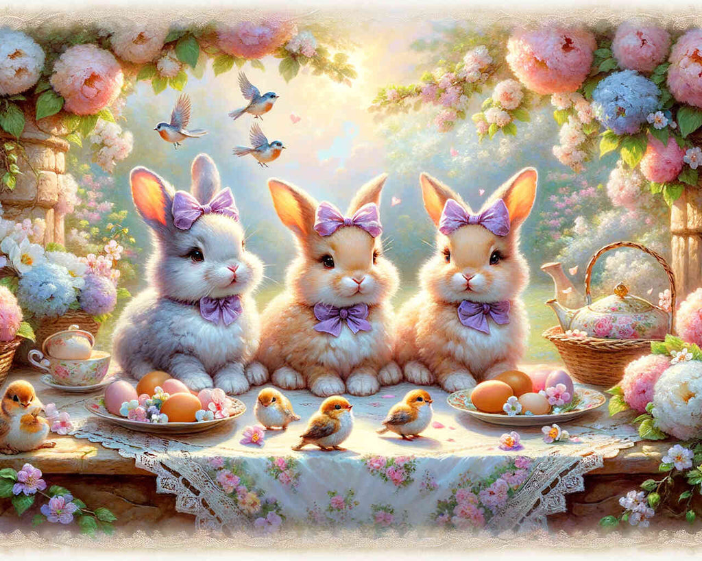 Paint by Numbers - Three bunnies, table