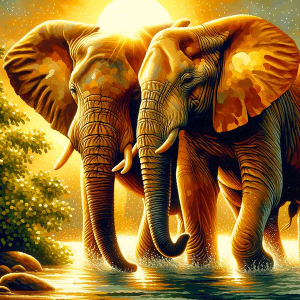 Paint by Numbers - Elephant Couple Africa