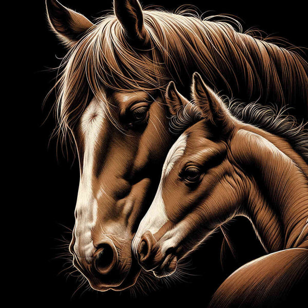 Paint by Numbers - Mare with foal