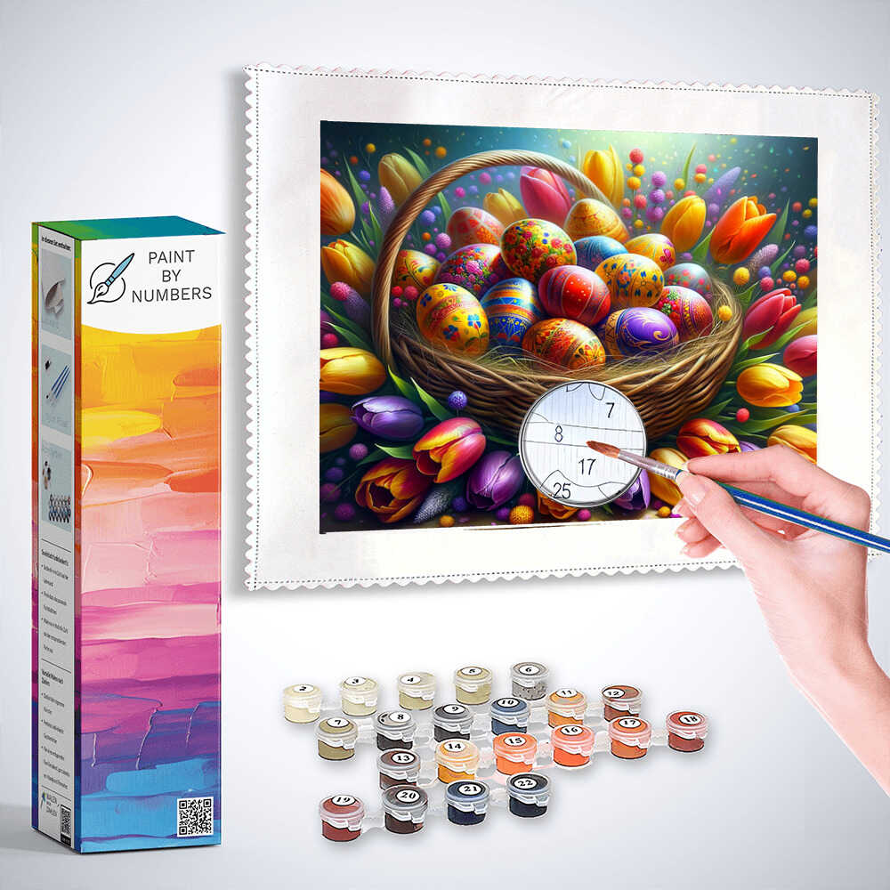 Paint by Numbers - Easter nest, tulips