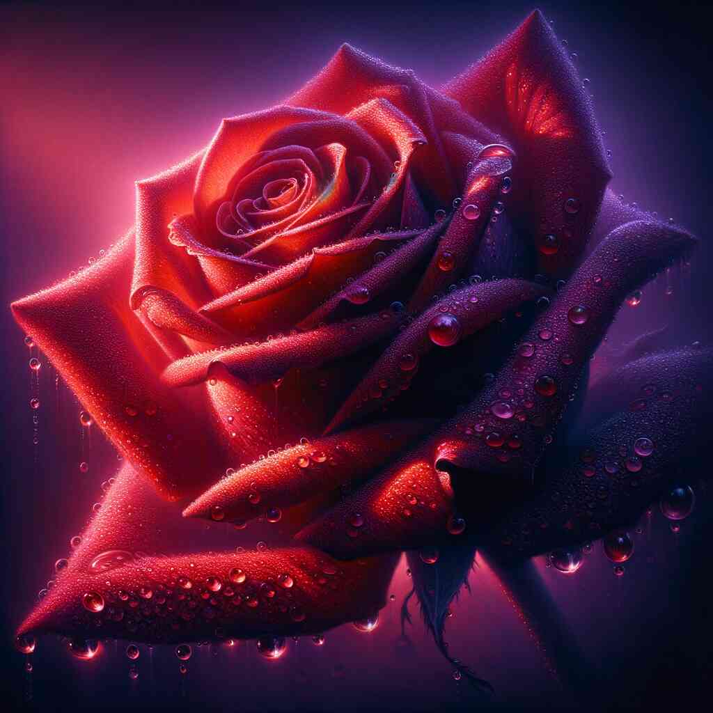 Paint by Numbers - Red Rose with Water Drops