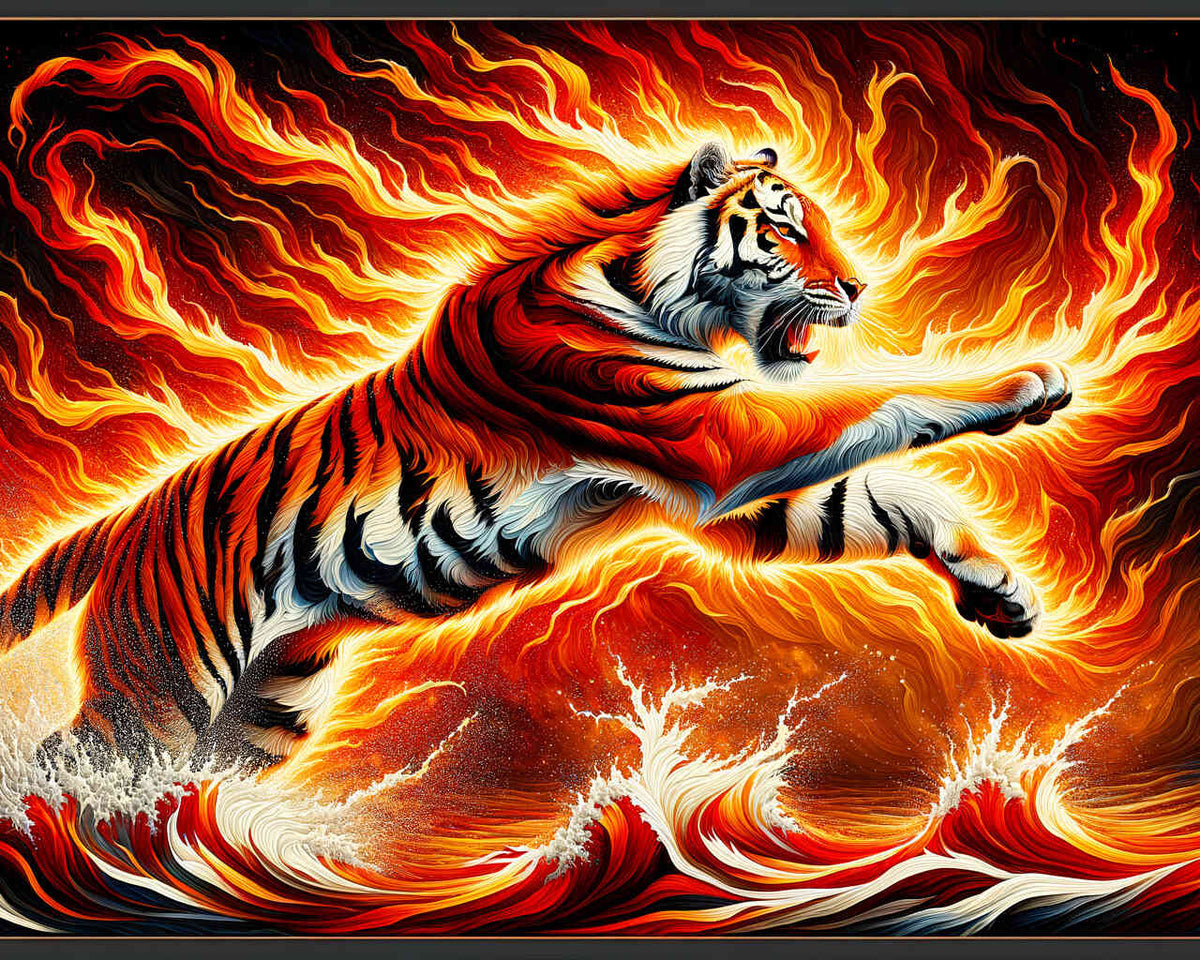 Tiger, Flames - Paint by Numbers