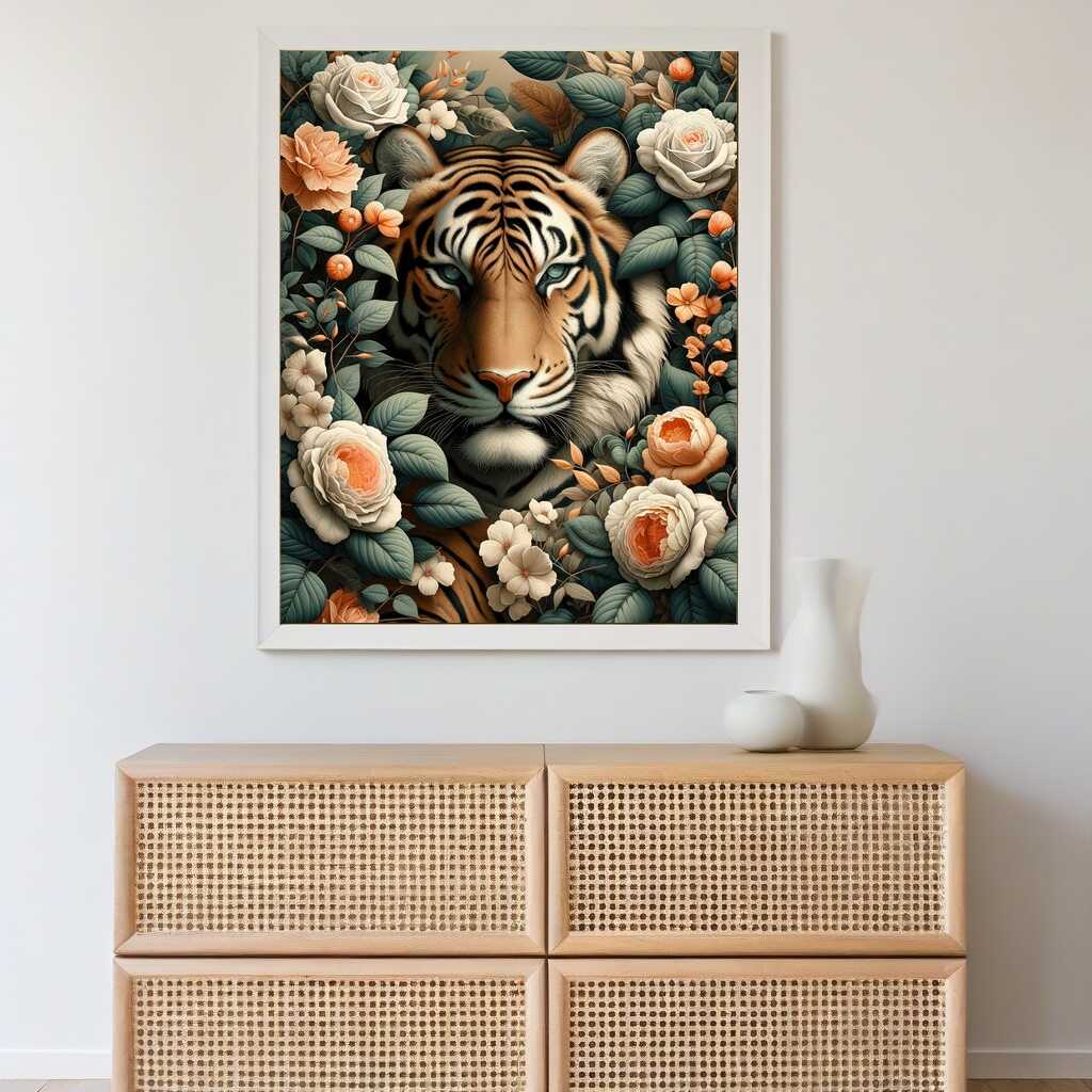 Paint by Numbers - Tiger Between Flowers