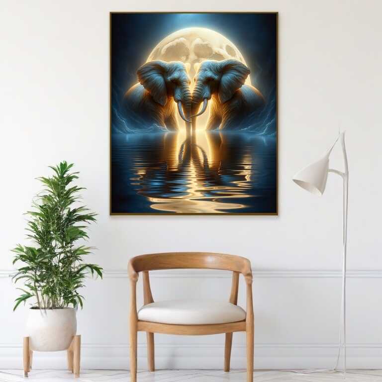 Mirror image, Small and Large Elephant - Paint by Numbers