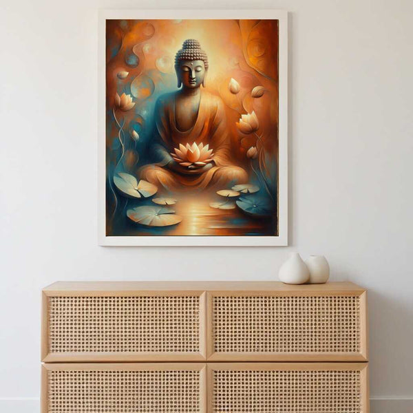 Buddha, lotus flower