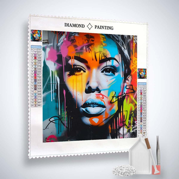 AB Diamond Painting - Frau Sprayart - gedruckt in Ultra-HD - AB Diamond, Grafitti, Menschen, Neu eingetroffen, Quadratisch