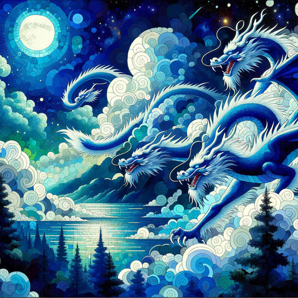 Dragon in blue - Paint by Numbers