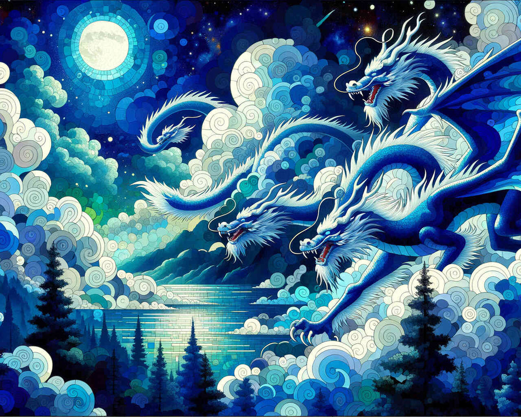 Dragon in blue - Paint by Numbers