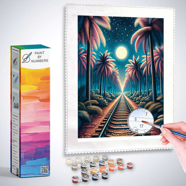 Paint by Numbers - Palm Forest with Rails