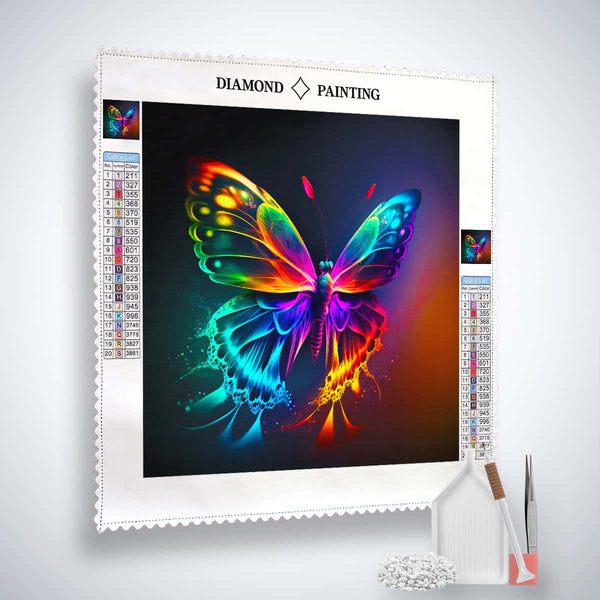 AB Magic Butterfly Diamond Painting Kit - Paint by Numbers - Includes Canvas, Acrylic Diamonds, Tweezers, and Application Pen