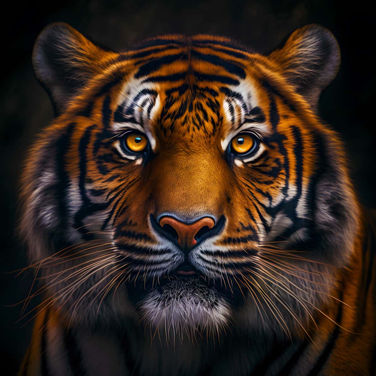 Malen nach Zahlen - Tiger frontaler Blick - hochwertige Leinwand - 170523, Neu eingetroffen, Quadratisch, Tiere, Tiger
