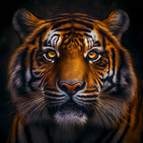 Malen nach Zahlen - Tiger frontaler Blick - hochwertige Leinwand - 170523, Neu eingetroffen, Quadratisch, Tiere, Tiger