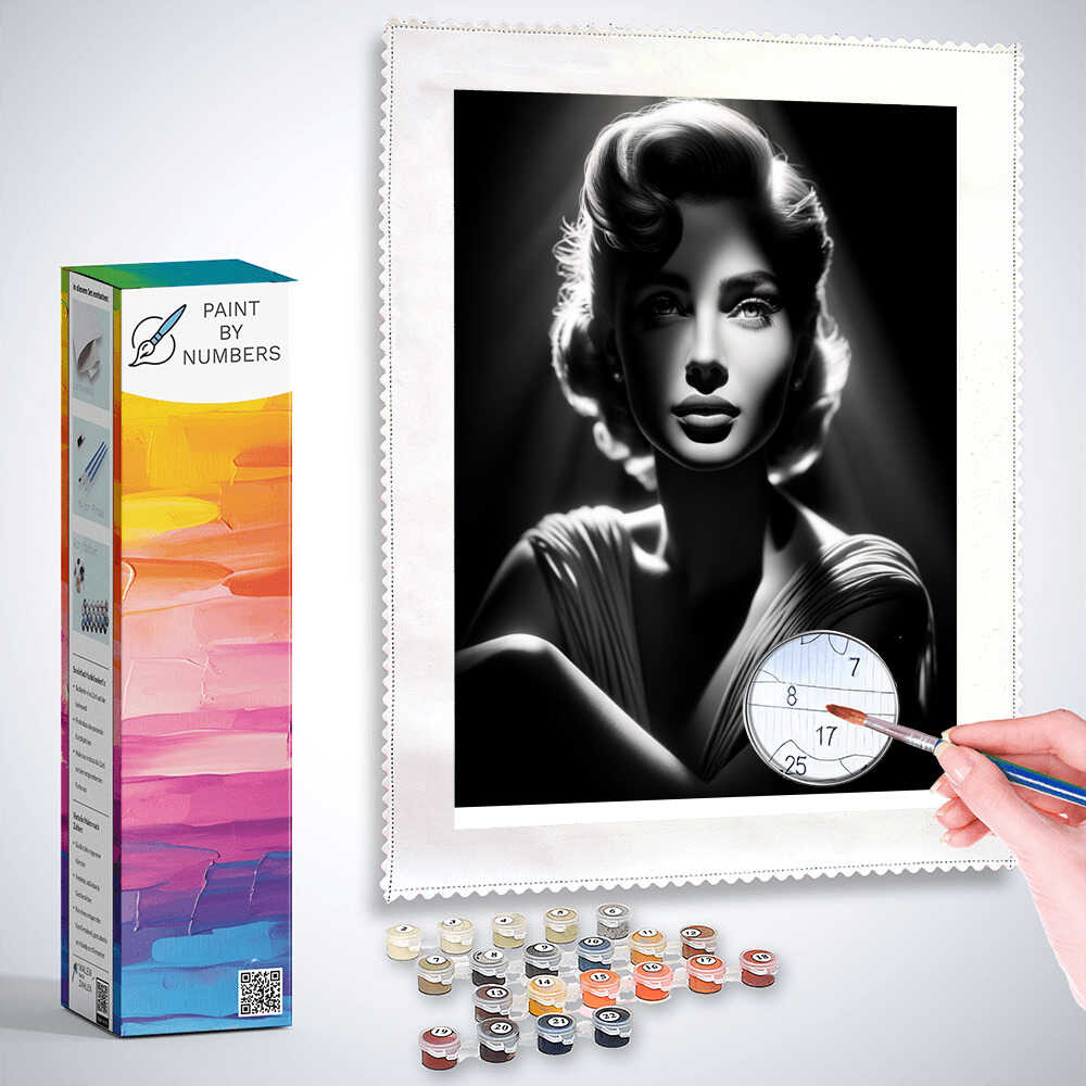Marilyn Monroe, Black and White - Paint by Numbers