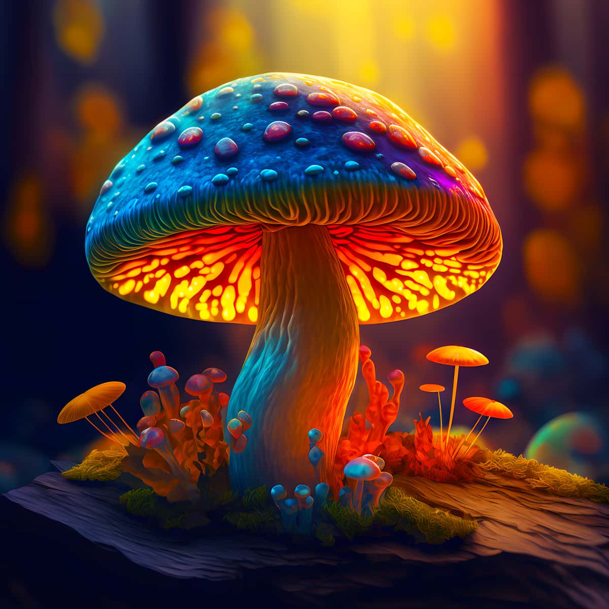 Glowing mushroom diamond painting kit, featuring vivid colors and intricate paint by numbers design, showcasing art that sparkles.