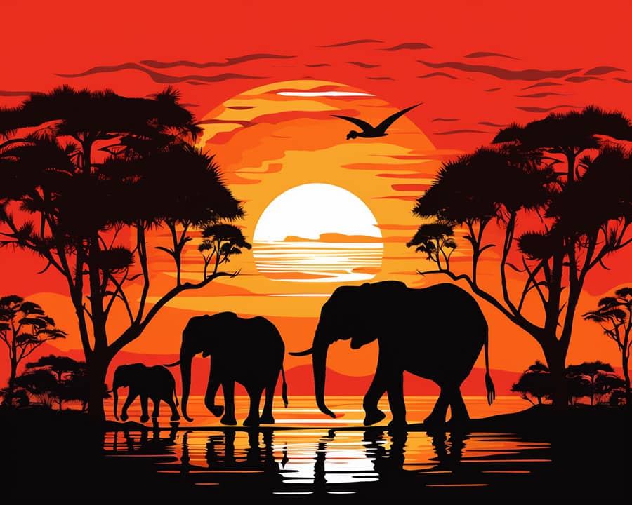 Elephants, Africa - Paint by Numbers
