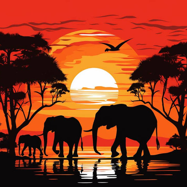 Elephants, Africa - Paint by Numbers