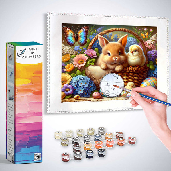 Paint by Numbers - Bunny and chick, basket