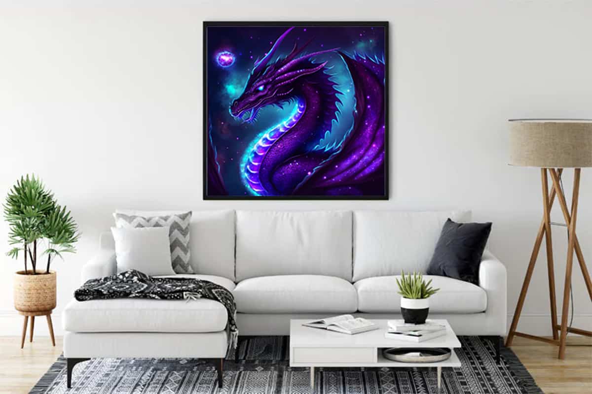 Malen nach Zahlen - Drachenodem - hochwertige Leinwand - 170523, Drachen, Fantasy, Neu eingetroffen, Quadratisch