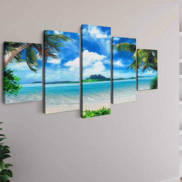 Malen nach Zahlen 5 teilig - Karibiktraum, Insel im Meer - hochwertige Leinwand - multi5, neue_bilder