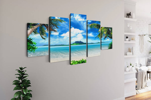 Malen nach Zahlen 5 teilig - Karibiktraum, Insel im Meer - hochwertige Leinwand - multi5, neue_bilder