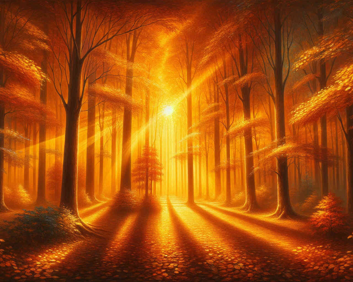 Paint by Numbers - Autumn forest, sun