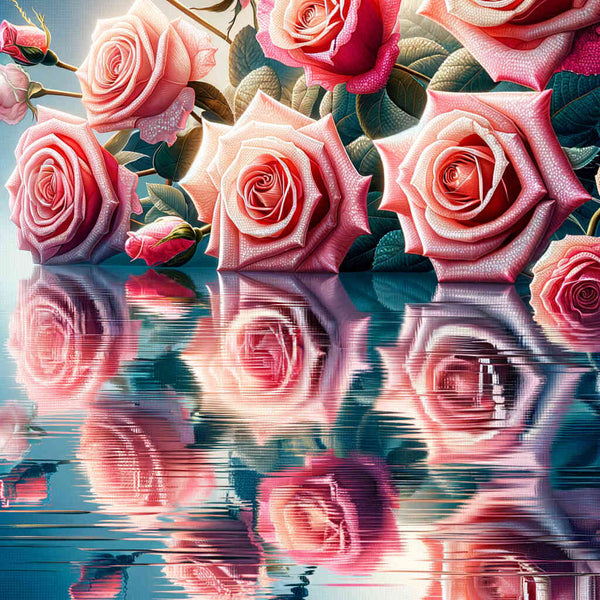 Paint by Numbers - Pink roses on the water