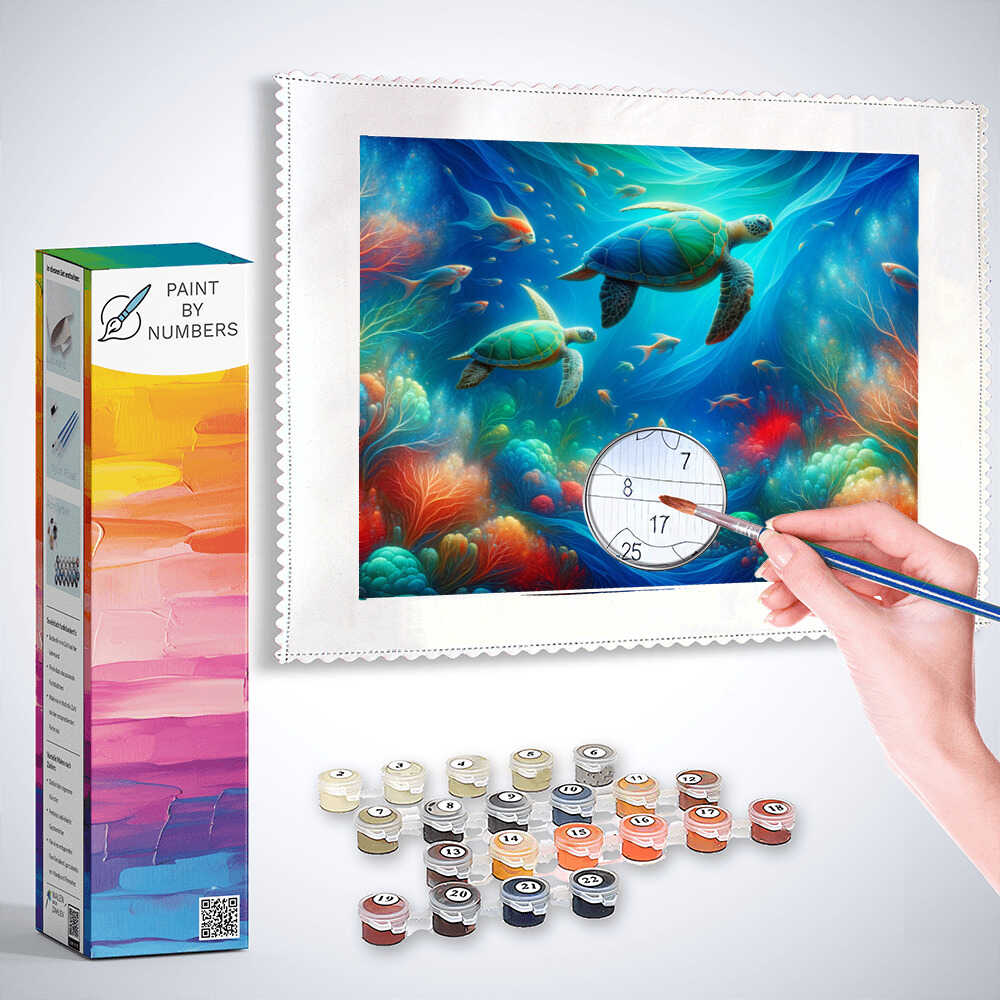 Turtles in the ocean - Paint by Numbers