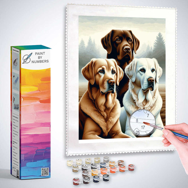 Paint by Numbers - Goldenretriever, Labrador Trio